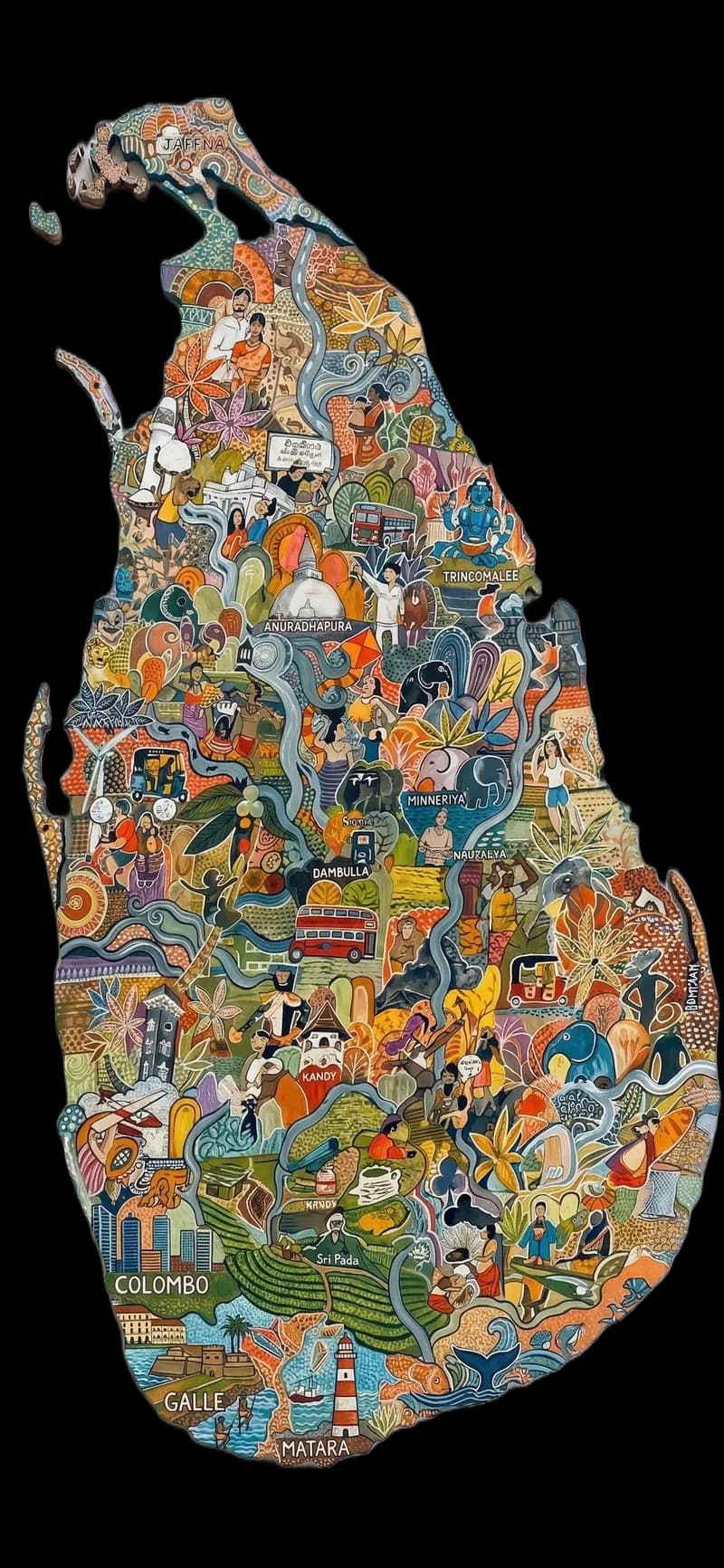 Sri Lanka Map Art